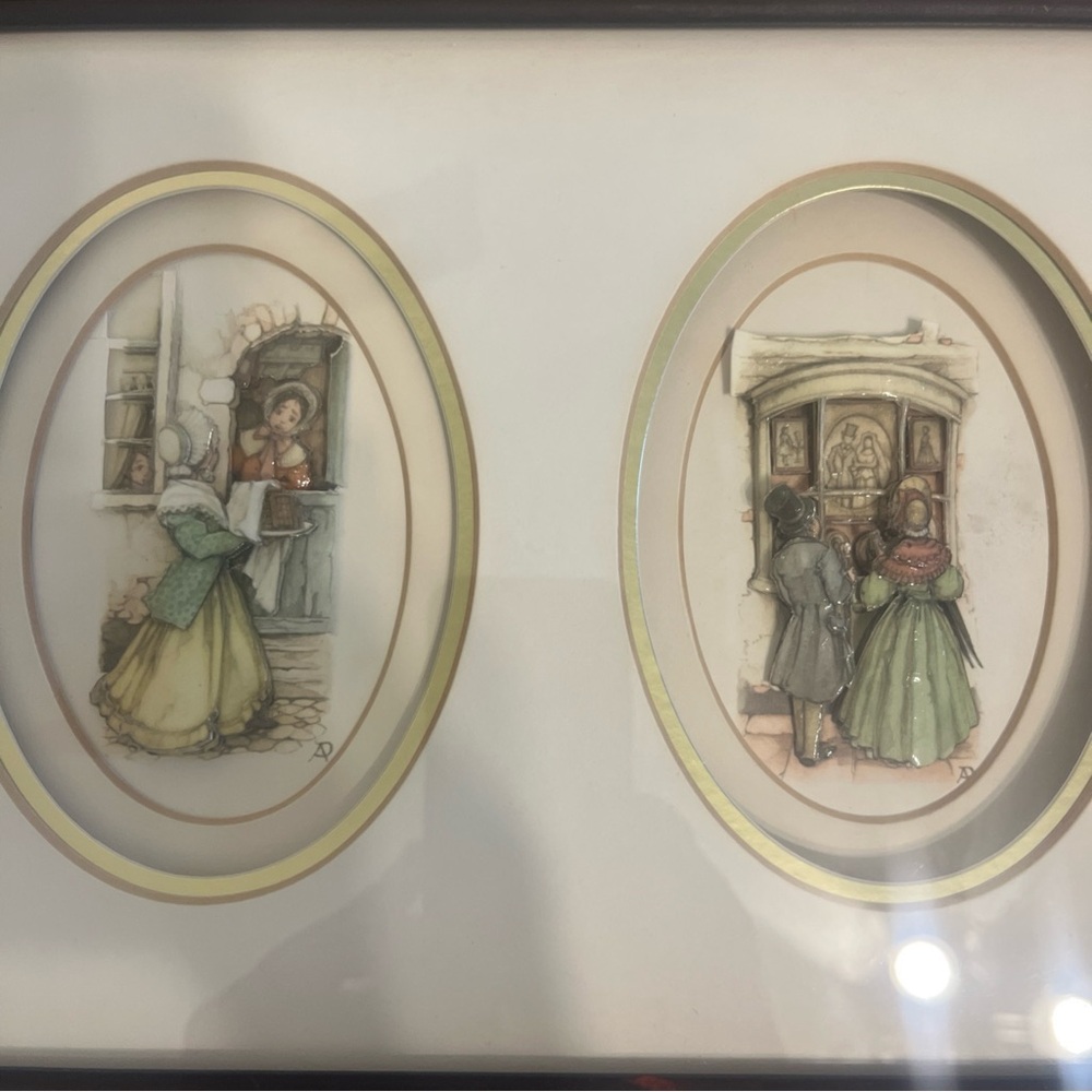 Vintage Framed 3d Art with Dual Oval Scenes Andrew Pieck - Picture 2 of 7